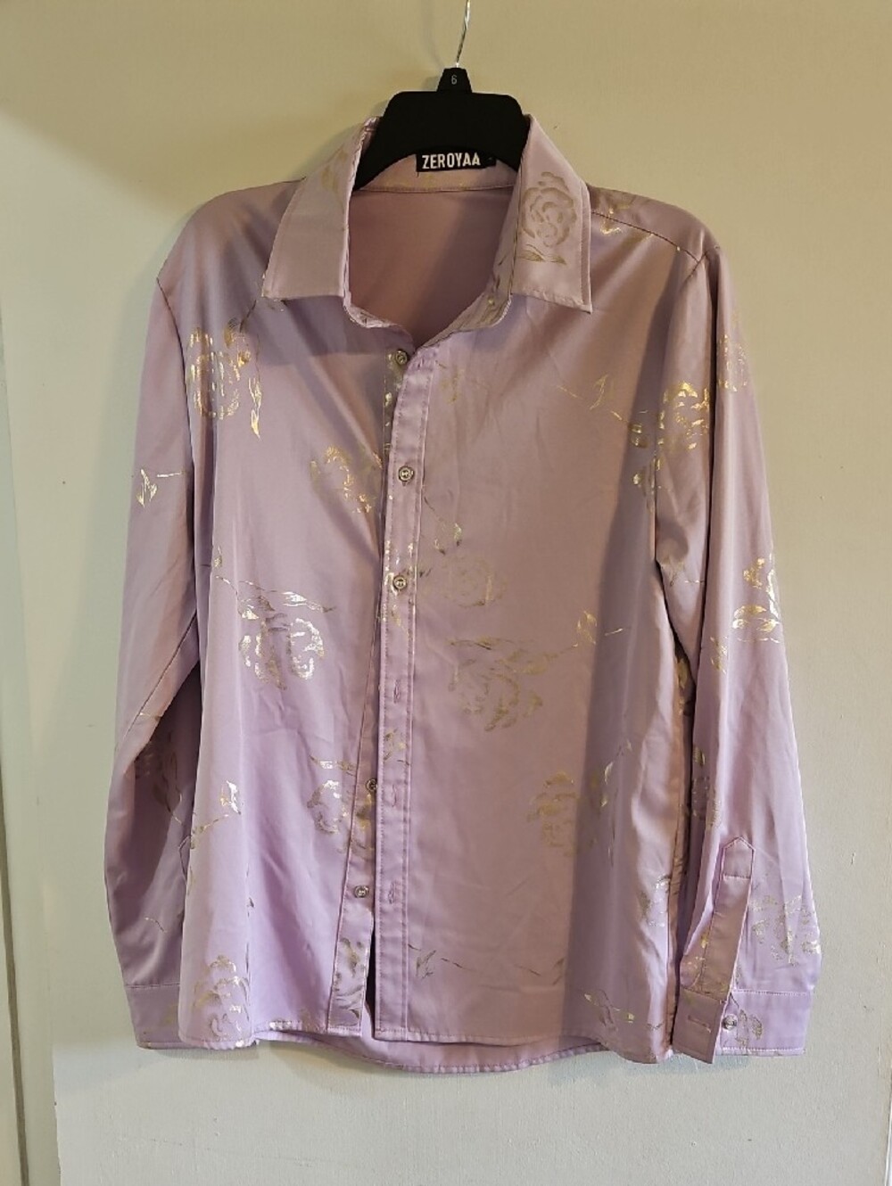 Zeroyaa Lilac Shirt with Gold Foil Accents